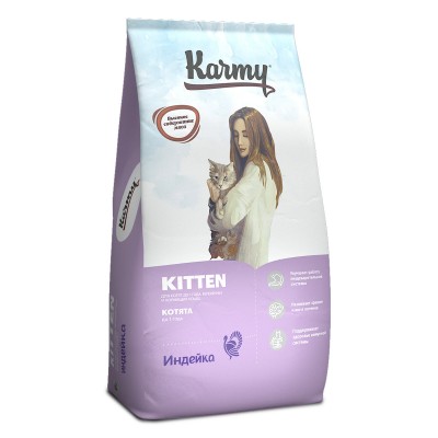 Сухой корм для котят, беременных и кормящих кошек с индейкой Karmy Kitten 10 кг