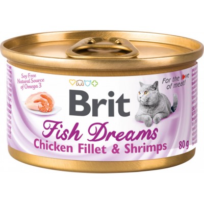 Консервы для кошек с куриным филе и креветками Brit Fish Dreams Chicken fillet & Shrimps 80 г