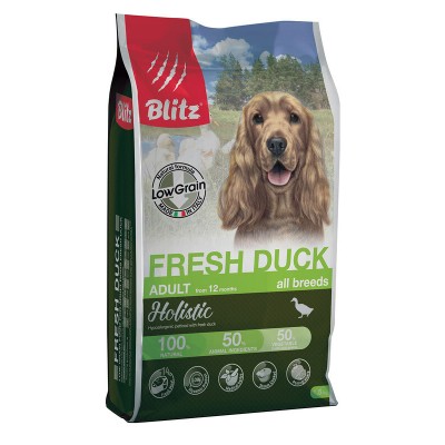 Корм для собак низкозерновой с уткой Blitz Adult Fresh Duck 1,5 кг