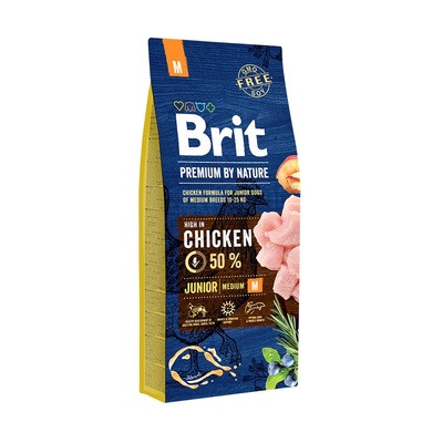 Корм сухой для щенков и молодых собак средних пород Brit Junior Premium by Nature Chicken Medium Breed 15 кг