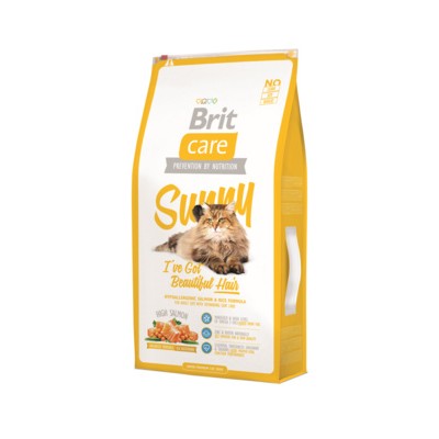 Корм сухой для кошек для ухода за кожей и шерстью с лососем Brit Adult Cat Care Salmon Sunny Beautiful Hair 7 кг