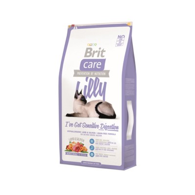 Корм сухой для кошек с чувствительным пищеварением с ягненком и лососем Brit Adult Cat Care Lamb & Salmon Lilly Sensitive Digestion 2 кг