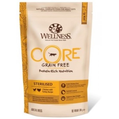  Wellness Core Корм из курицы с индейкой для стерилизованных кошек и кастрированных котов 300 г