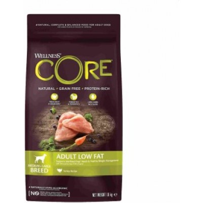  Wellness Core Корм со сниженным содержанием жира из индейки с курицей для взрослых собак средних и крупных пород 1,8 кг