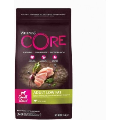  Wellness Core Корм со сниженным содержанием жира из индейки с курицей для взрослых собак мелких пород 1,5 кг
