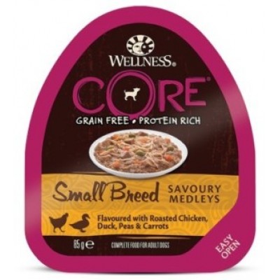 Консервы из курицы с уткой, горошком и морковью для собак мелких пород Wellness Core SMALL BREED 85 г