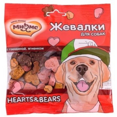 Лакомство для собак Мнямс Жевалки HEARTS&BEARS с говядиной и ягненком 150 г