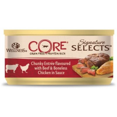Консервы из говядины с курицей в виде кусочков в соусе для кошек Wellness Core SIGNATURE SELECTS 79 г