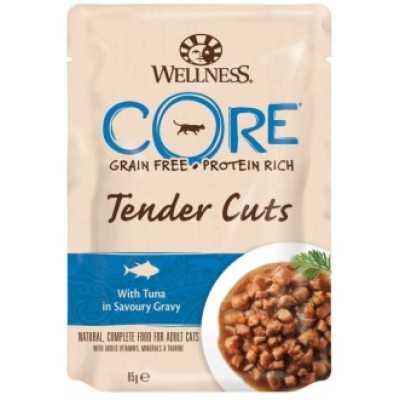 Паучи из тунца в виде нарезки в соусе для кошек Wellness Core TENDER CUTS 85 г