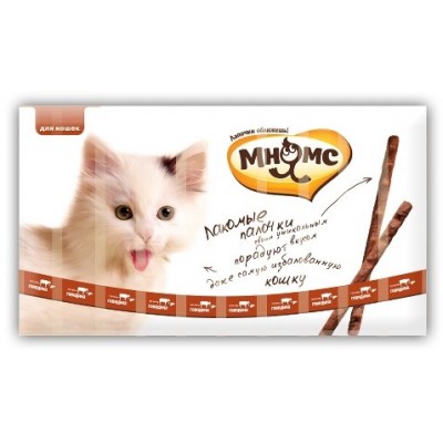 Лакомство для кошек с говядиной и печенью Мнямс Лакомые палочки 13,5 см 10 * 5 г