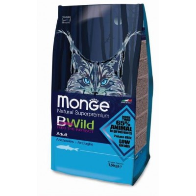Корм для взрослых кошек с анчоусами Monge BWild Cat Anchovies 1,5 кг