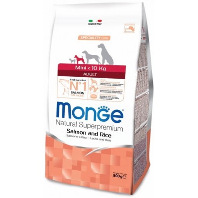 Корм для взрослых собак мелких пород лосось с рисом Monge Dog Speciality Mini Salmon 800 г
