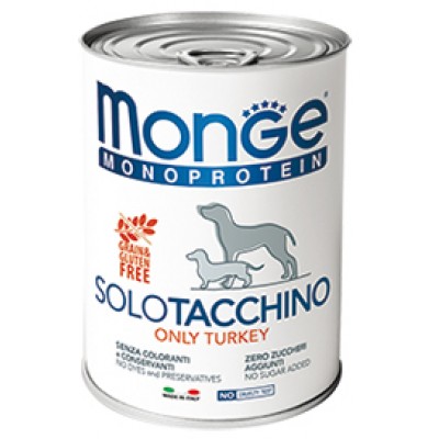 Консервы для собак паштет из индейки Monge Dog Monoprotein Solo Turkey 400 г