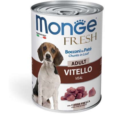 Консервы для собак мясной рулет телятина Monge Dog Fresh Chunks in Loaf 400 г