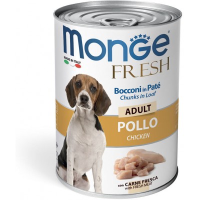 Консервы для собак мясной рулет курица Monge Dog Fresh Chunks in Loaf 400 г