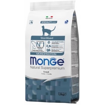Корм для стерилизованных кошек с форелью Monge Cat Monoprotein Sterilised Trout 1,5 кг