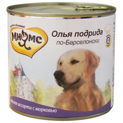 Консервы для собак мясное ассорти с морковью Мнямс Олья Подрида по-барселонски 600 г