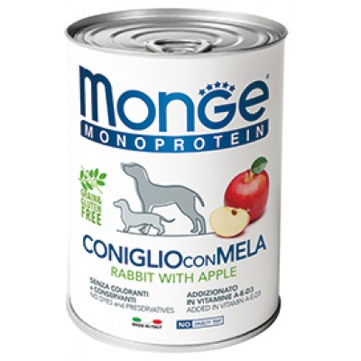 Консервы для собак паштет из кролика с рисом и яблоками Monge Dog Monoprotein Fruits Rabbit 400 г