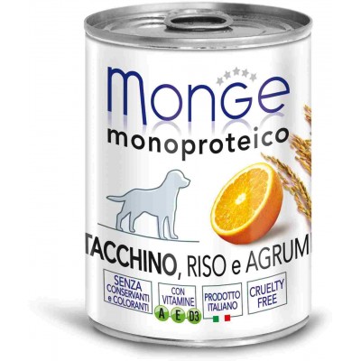 Консервы для собак паштет из индейки с рисом и цитрусовыми Monge Dog Monoprotein Fruits Turkey 400 г