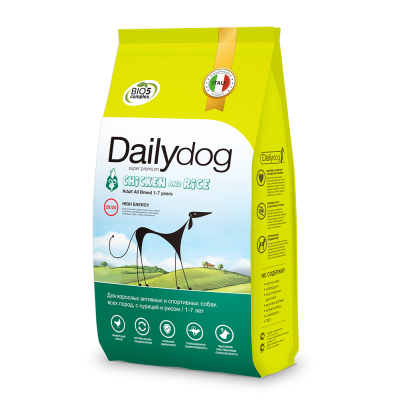 Корм для взрослых активных собак с курицей и рисом Dailydog ADULT High Energy Chicken and Rice 20 кг