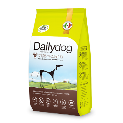 Корм для взрослых собак средних и крупных пород с олениной и кукурузой Dailydog ADULT MEDIUM&LARGE BREED Deer and Maize 20 кг