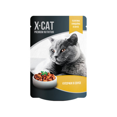 Паучи для кошек Телятина и Индейка в соусе Gina Adult Cat Soap Beef & Turkey X-Cat 85 г