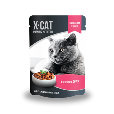Паучи для стерилизованных кошек Лосось в соусе Gina Adult Cat Soap Salmon Sterilized X-Cat 85 г