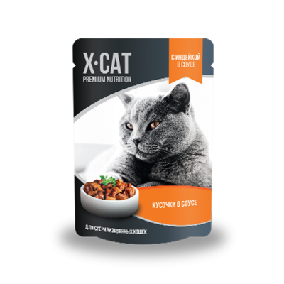 Паучи для стерилизованных кошек Индейка в соусе Gina Adult Cat Soap Turkey Sterilized X-Cat 85 г