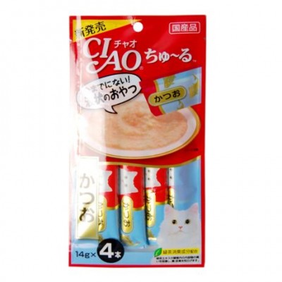 Соус для кошек с японским тунцом и рыбой бонито Inaba Sauce Cat Japanese Tuna & Bonito Fish 14 г х 4 уп