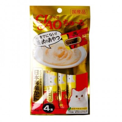 Соус для кошек с японский крабом, с филе курицы, паштетом Чуру Inaba Sauce Cat Japanese Crab & Chicken 14 г х 4 уп