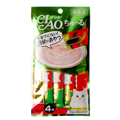 Соус для кошек с кальмаром и парным филе курицы Inaba Cat Sauce & Squid & Steamed Chicken Fillet 14 г х 4 уп