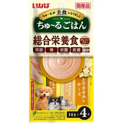 Соус для собак нежный суп-пюре на основе филе курицы в сливочном сыре Inaba Cream Soap Dog Chicken & Cheese 14 г х 4 уп