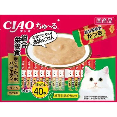 Соус для кошек комплексное питательное лакомство микс бонито, желтоперый тунец Inaba Sauce Bonito Mix 14 г х 40 уп
