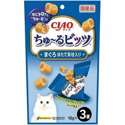 Лакомство для кошек подушечки с начинкой на основе японского гребешка Inaba Treat Cats Pads Stuffed & Japanese Scallop 12 г х 3 уп