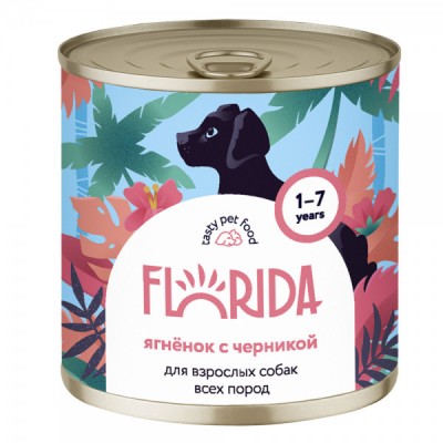 Консервы для собак FLORIDA Ягненок с черникой 400г