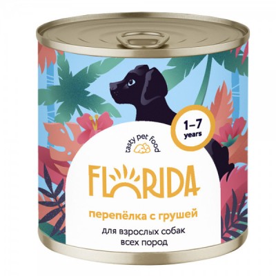 Консервы для собак FLORIDA Перепёлка с грушей 240г