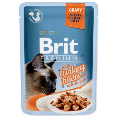 Паучи для кошек кусочки в соусе из филе индейки Brit Adult Cat Premium Gravy Turkey 85 г
