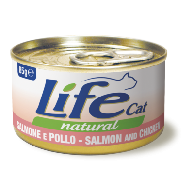 Консервы для кошек лосось с курицей в бульоне Lifecat salmon with chicken 85 г