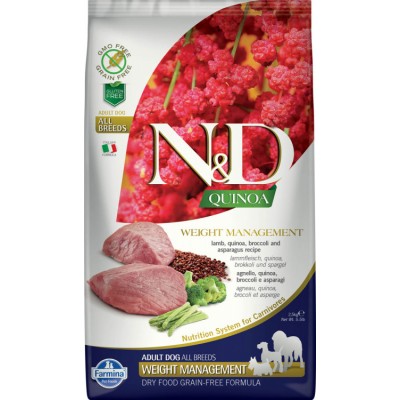 Корм с ягненком и киноа для контроля веса Farmina N&d Dog Grain Free Quinoa, Weight Management, Lamb 2,5 кг