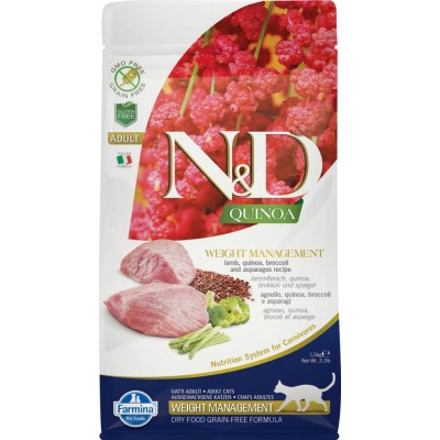 Корм с ягненком и киноа для контроля веса Farmina N&d Cat Grain Free Quinoa, Weight Management, Lamb 1,5 кг