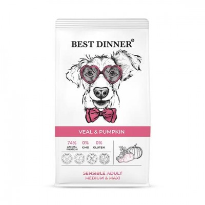 Сухой корм для собак с телятиной и тыквой Best Dinner Sensible Adult Medium & Maxi Veal & Pumpkin 12 кг