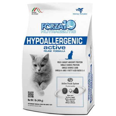 Сухой корм для взрослых кошек, гипоаллергенный с рисом и рыбой Forza10 Hypoallergenic Active 30/13,5 454 г
