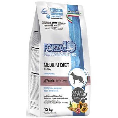 Сухой корм для взрослых собак средних пород, диетический с ягненком Forza10 Medium Diet 12 кг