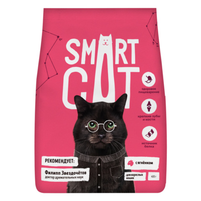 Сухой корм для взрослых кошек с ягнёнком Smart Cat Adult Сat 400 г