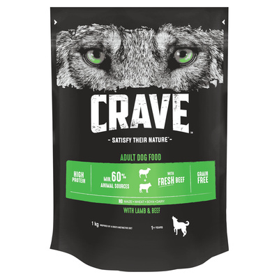 Сухой корм для собак со вкусом говядины и ягнёнка Crave Dog 1 кг