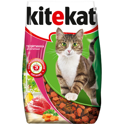 Сухой корм для кошек с аппетитной телятиной Kitekat Телятинка аппетитная 15 кг