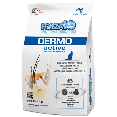 Сухой корм для взрослых кошек с проблемной кожей, диетический с рисом и рыбой Forza10 Dermo Active 454 г