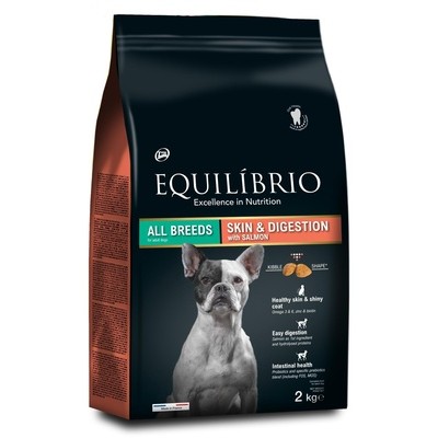 Сухой корм для взрослых собак с лососем для здоровой кожи и чувствительного пищеварения Equilibrio Skin& Digestion Salmon 2 кг