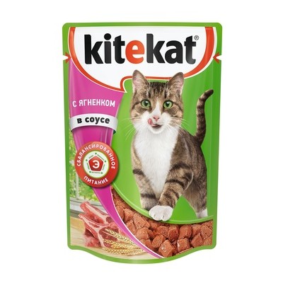 Паучи для кошек с ягненком в соусе Kitekat С ягненком в соусе 85 г