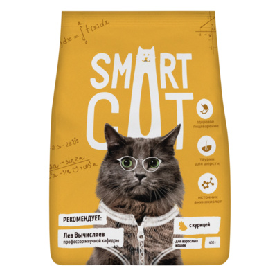 Сухой корм для взрослых кошек с курицей Smart Cat Adult Сat 1,4 кг